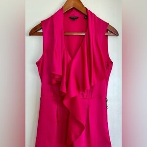 Ted Baker Magenta Satin Ruffle Blouse | Waterfall Front | Size 1